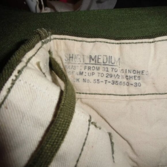 VTG KOREAN WAR szMEDIUM/SHORT FIELD M-1951 OG-108 OD WOOL TROUSERS LD 3839 - Picture 3 of 12
